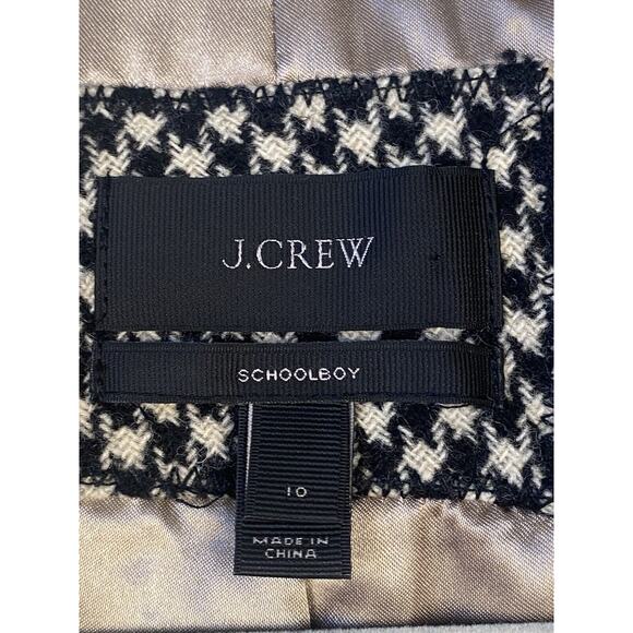 J. crew Women Schoolboy houndstooth Wool Black blazer jacket, Elbow Patch Sz 10 - Picture 14 of 16